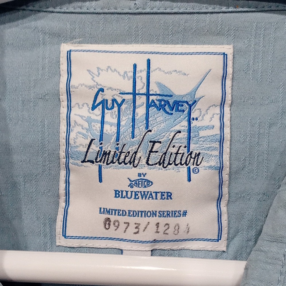 Guy Harvey Aftco Limited Edition Silk Cotton Marlin Shirt Mens Blue XL 0973/1284 - Picture 2 of 8
